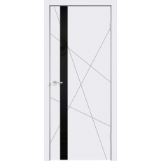 Полотно эмаль SCANDI S со стеклом Z1 без притвора (Белый RAL9003, 600х2000, LR, б/врезки замка и петель, стекло Лакобель черное)