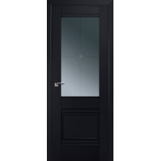 Дверь Черный матовый №2 U 2000*800 стекло графит узор с прозрачным фьюзингом