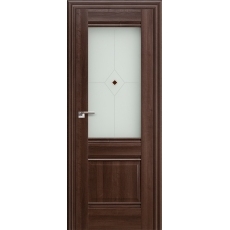 Дверь Орех Сиена №2 Х стекло узор матовое 2000*800 с коричневым фьюзингом