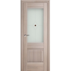 Дверь Орех Пекан № 2 Х стекло узор матовое с коричневым фьюзингом 2000*800