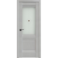 Дверь Пекан белый №2 X стекло матовое узор с коричневым фьюзингом 2000*800