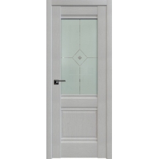 Дверь Пекан белый №2 X стекло матовое узор с прозрачным фьюзингом 2000*800