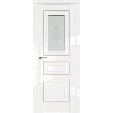 Дверь Белый люкс №26 L стекло кристалл матовое 2000*800 Золото