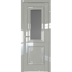 Дверь Галька люкс № 28 L стекло графит 2000*800 серебро