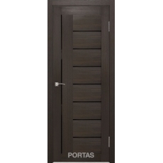 Дверное полотно 29 S(р) черный лакобель 35х800х2000 (Орех шоколад)
