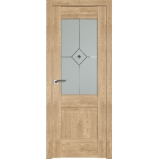 Дверь Каштан натуральный №2 XN стекло матовое узор с прозрачным фьюзингом 2000*800