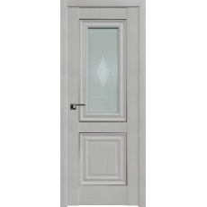 Дверь Пекан белый №28 X стекло кристалл матовое 2000*800 молдинг Серебро