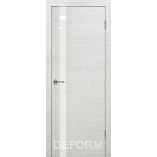 Дверное полотно DEFORM Н2 ПО 40*800*2000 (Дуб французский СИЛЬВЕР Белый лакобель )