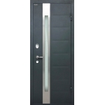 Дверь металлическая Серый Мет60.СТЮрк86СТПМ-36нержЮрМ36БМалибуВол(12)ПраваяPunХром+Бр+Зад()Глазок двер.