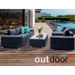 Комплект мебели из ротанга OUTDOOR Мадейра (3-местный диван, 2кресла, стол), ш/п, графит