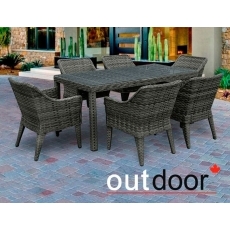 Комплект мебели из ротанга OUTDOOR Марокко (стол, 6 стульев), узкое плетение, графит